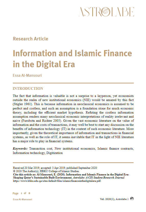 Information and Islamic Finance in the Digital Era 