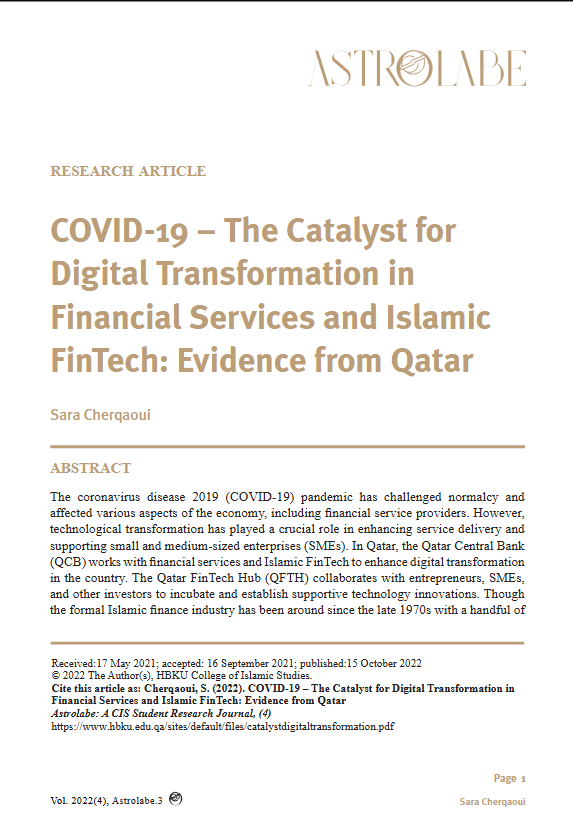 COVID-19 – The Catalyst for Digital Transformation in Financial Services and Islamic FinTech: Evidence from Qatar