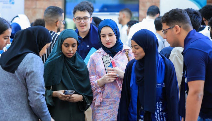 Students being introduced to campus life