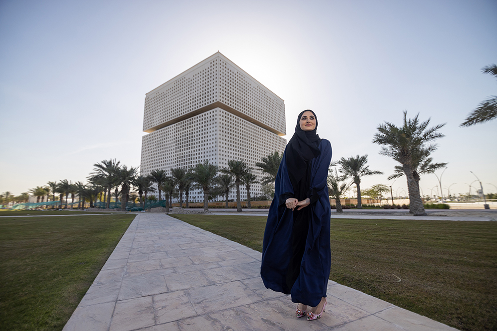 Deena Sawali, a recent graduate of the College of Humanities and Social Sciences, conducts a 10-year analysis of Her Highness Sheikha Moza's education speeches.