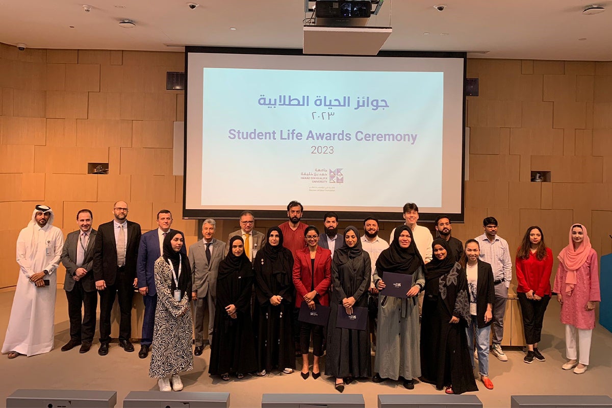 The HBKU Office of Student Affairs honoring the Student Life Awards recipients for playing active roles in the community, promoted engagement, and lent vibrancy to student life.