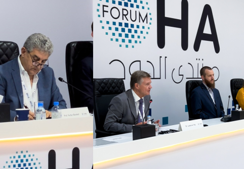 Dr. Leslie A. Pal, Dean, College of Public Policy, participates in one of Doha Forum 2023’s roundtable discussions