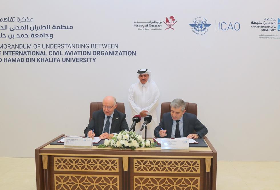 HBKU President Ahmad M Hasnah signs MoU with ICAO