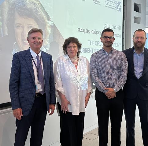 Dr. O’Neill (second from left) engages with Dr. Leslie A. Pal, Founding Dean, CPP, and representatives from US Embassy in Qatar and DeapQatar Conservation