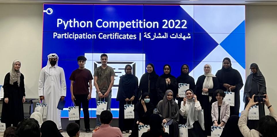 Winners of QCRI’s Python Competition, which attracted more than 40 students
