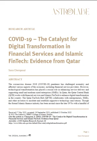 COVID-19 – The Catalyst for Digital Transformation in Financial Services and Islamic FinTech: Evidence from Qatar